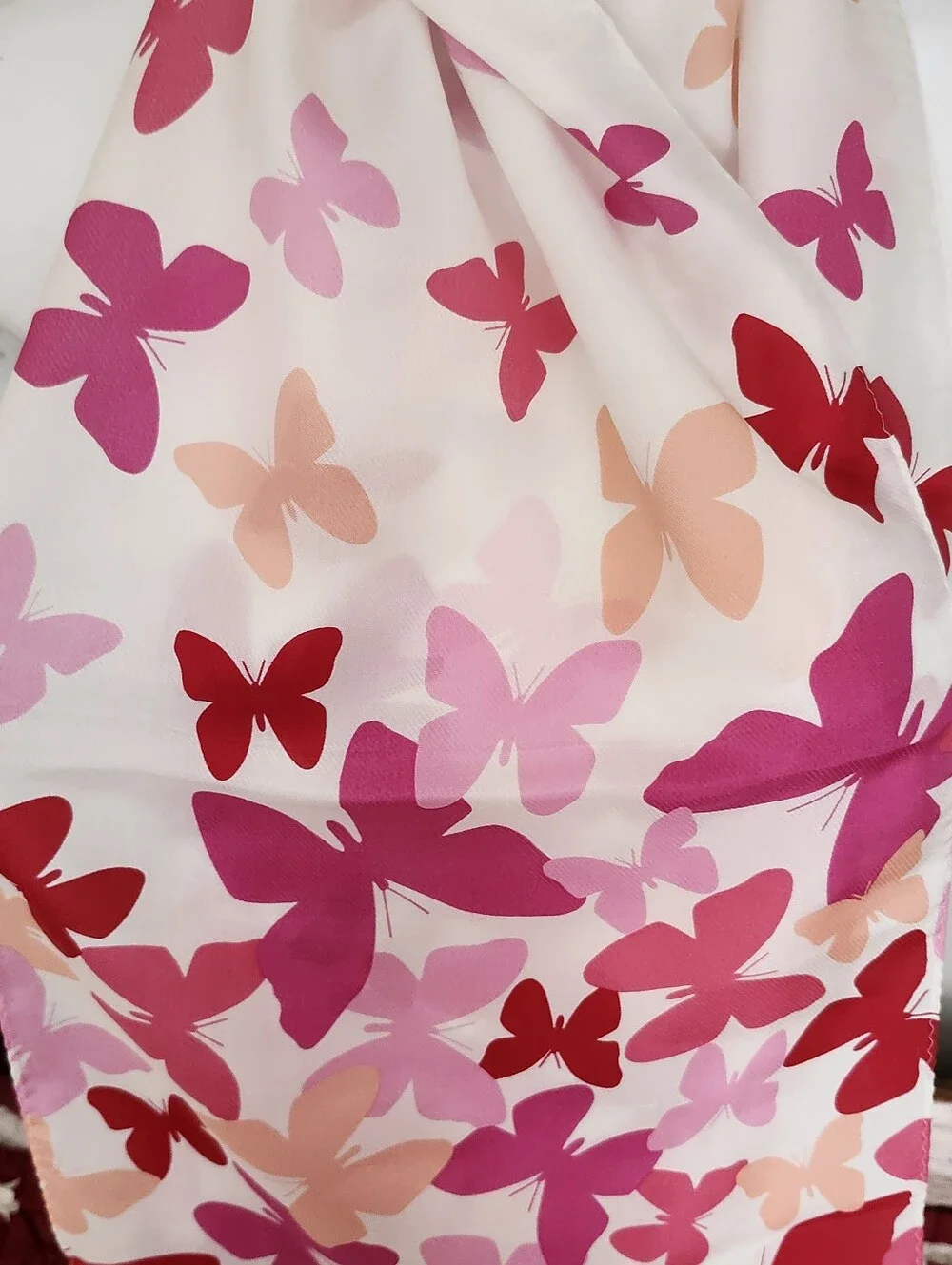VTG ECHO Butterfly Print Silk Scarf In Pink & Peach